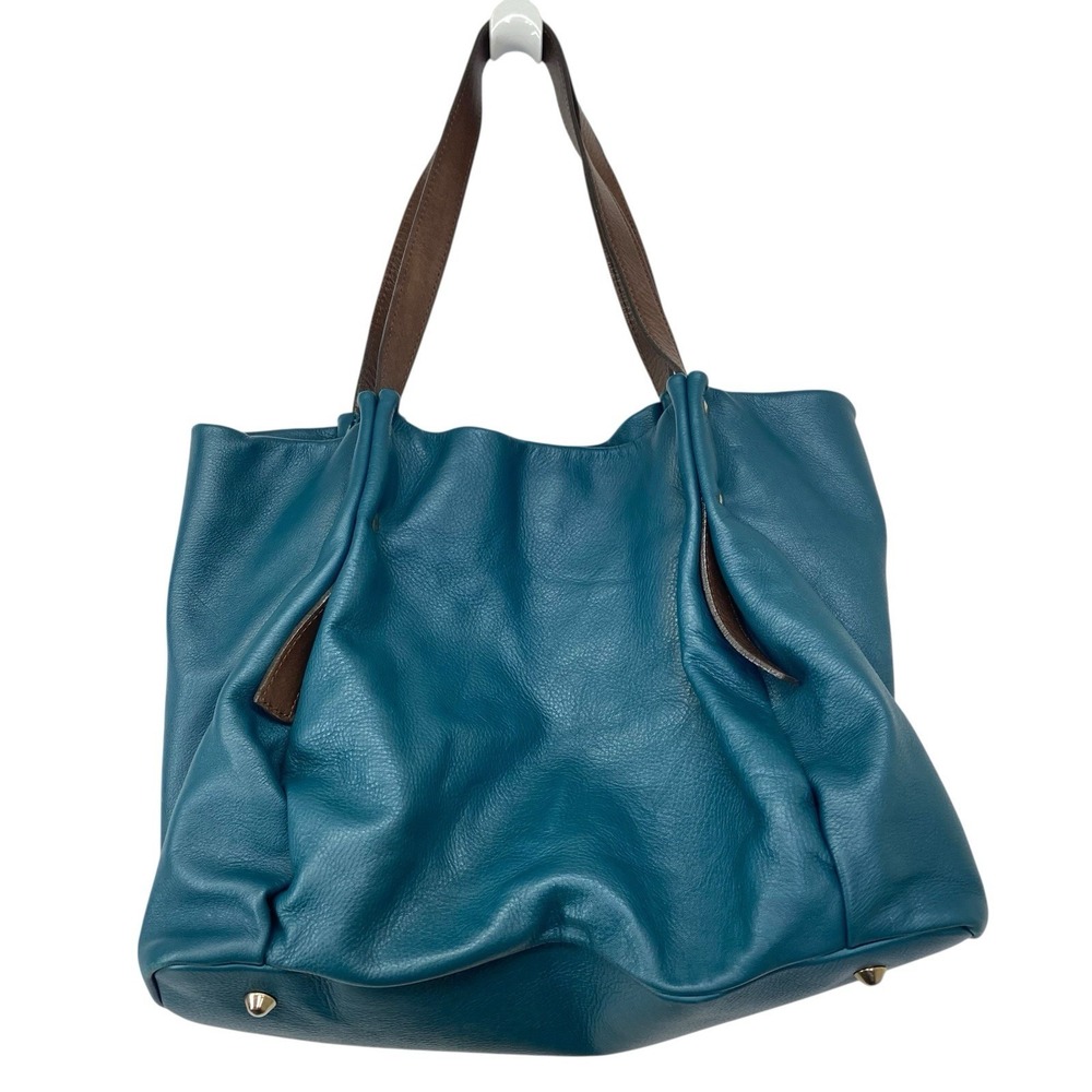 Laura Di Maggio Soft Leather Shoulder Bag Teal Slouchy Tote Large Made Italy